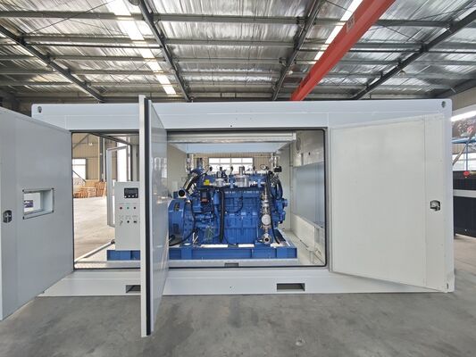 Harga bagus Set Generator Biomassa Gas Alam Senyap Luar Ruangan Terkontainerisasi Tahan Hujan Kedap Suara Mesin Yuchai 400KW on line